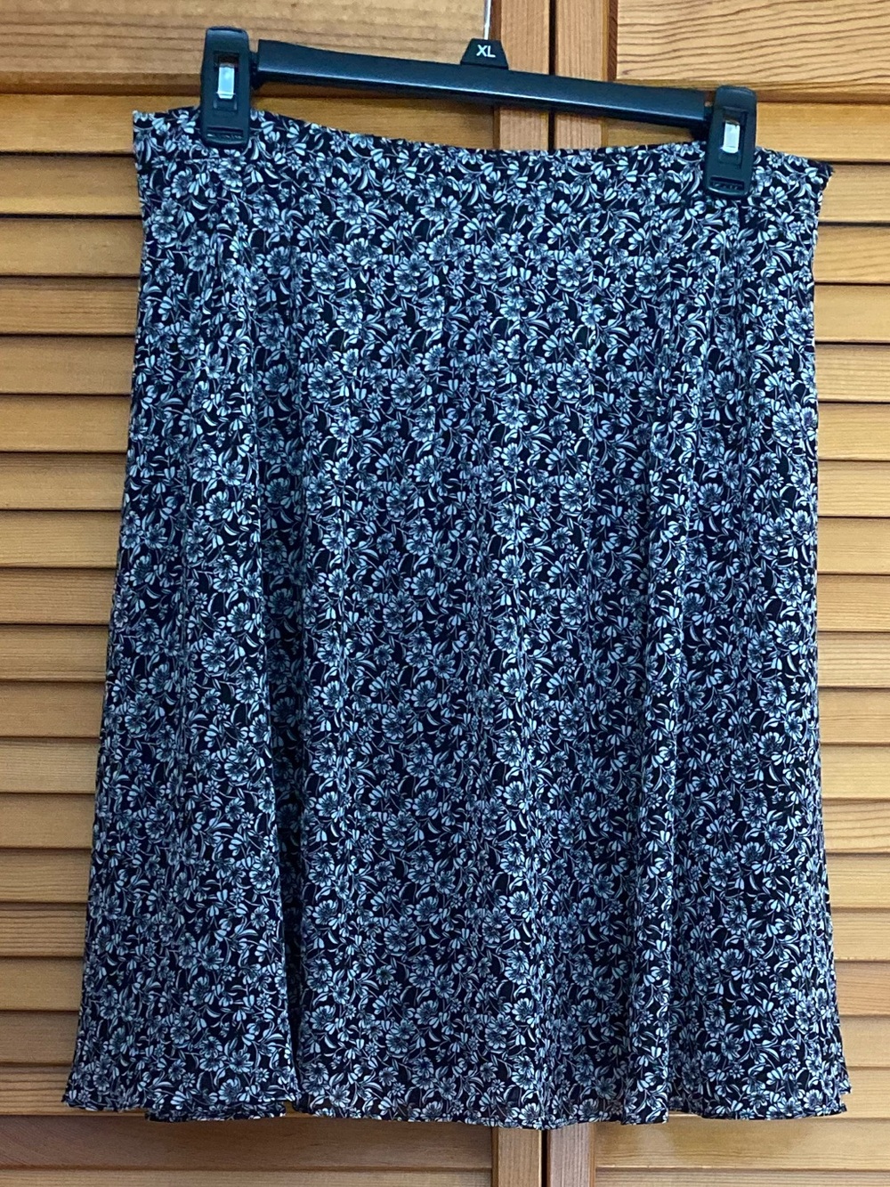 Women's Black Floral A-Line Skirt